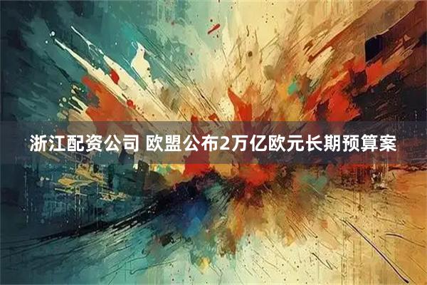 浙江配资公司 欧盟公布2万亿欧元长期预算案